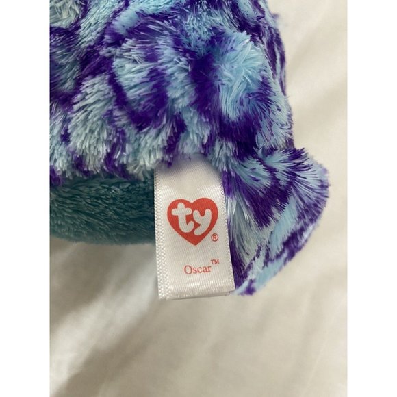 TY Beanie Boo Oscar OWL 8” Plush Blue Purple  Blue Glitter Eyes Stuffed Animal - Picture 9 of 10